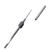 Intraocular Scissors, Straight, Delicate Serrated 3mm Blades, Pointed Tips, 2mm Diameter/33mm Long Tubular Shaft, Serrated Squeeze Handle, Polished Finish, Tip Guard, Overall Length 5-3/4" (146mm) 913959,May-02,E3391